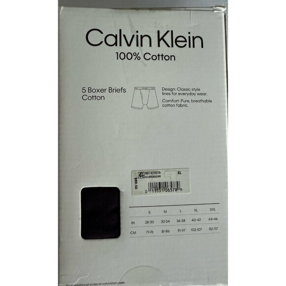 New Men's XL Calvin Klein Assorted Color 5 Pack Cotton Boxer Shorts - Picture 2 of 4